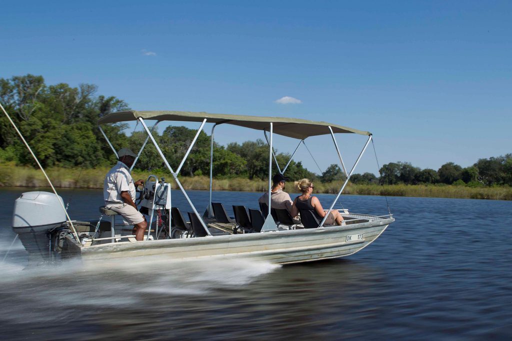 Cruising the delta in search of wildlife on safari in Botswana