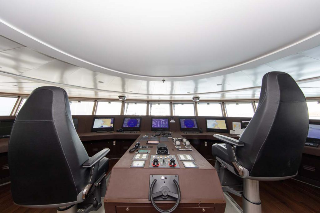 The bridge of a modern polar expedition ship